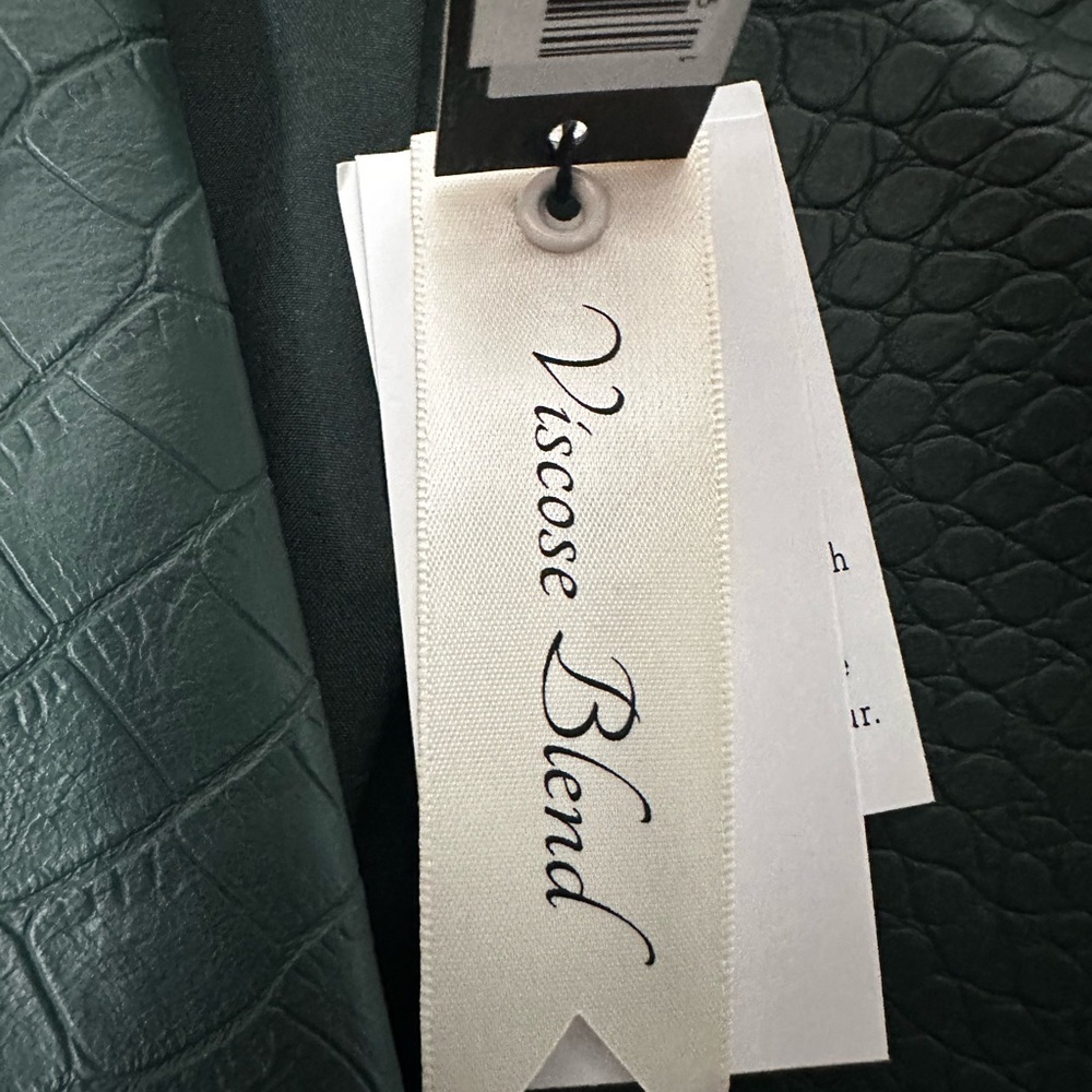 Catherine Malandrino Dark Green Croc-Embossed Moto Jacket - Picture 8 of 10